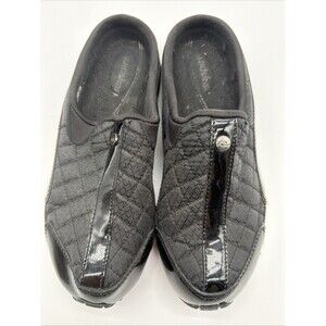 Easy Spirit Shoes Size 8 Traveltime Black Quilted Patent Leather Mule Clogs